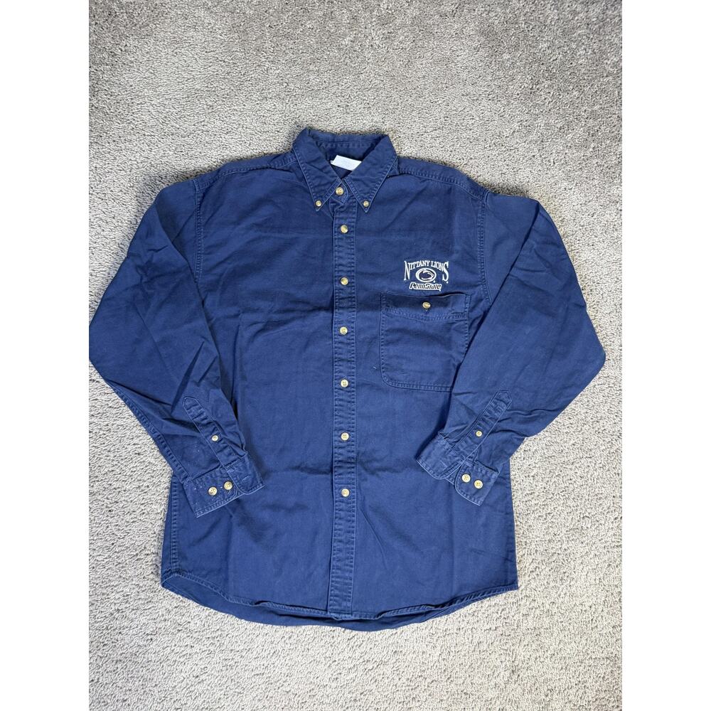 Penn State Nittany Lions Shirt Button Up Mens M Blue NCAA Football CSA